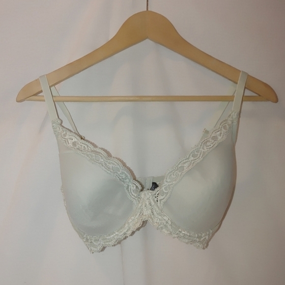 Natori Feathers Contour Plunge Bra Light Green Mint Lace‎ Demi 34DD - Picture 1 of 10
